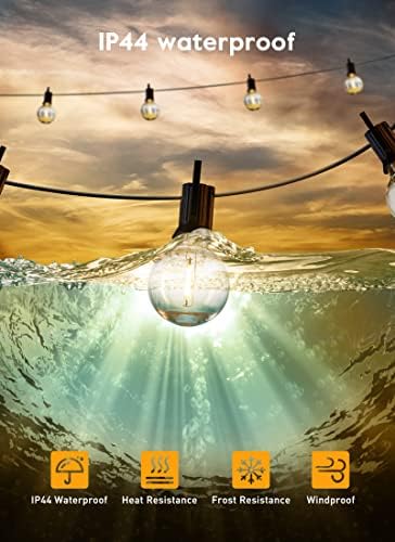 Brightown Outdoor String Lights, 38FT 15 Shatterproof LED Bulbs with Remote, Waterproof Dimmable Patio Hanging Lamps for Porch, Balcony, Bistro, Cafe, Deck, Backyard - Image 4