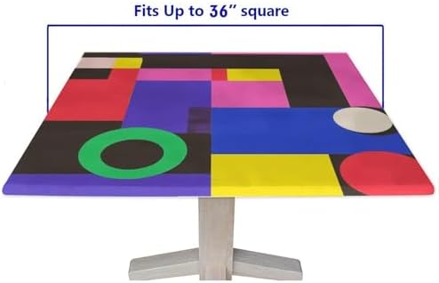 Fitted Outdoor Tablecloth, Modern Geometric Pattern Printed on Fade Resistant Square Fitted Table Cover Elastic Tablecloth, Perfect for Meals Coffee Guest Dinners, Fit for 36" x 36" Square Tables - Image 5