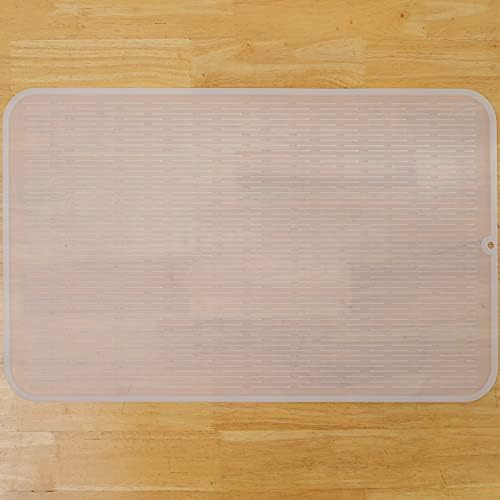 MicoYang Silicone Dish Drying Mat for Multiple Usage,Easy clean,Eco-friendly,Heat-resistant Silicone Mat for Kitchen Counter or Sink,Refrigerator or Drawer Liner Translucent 3XL 28 inches x 18 inches by MicoYang