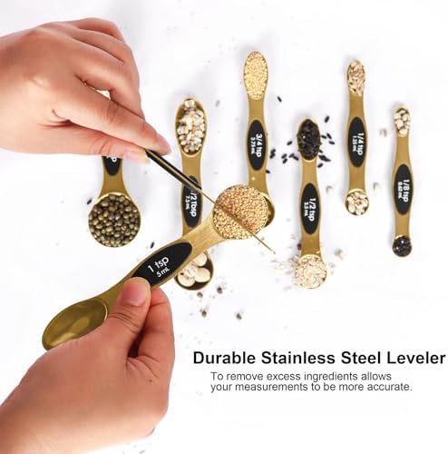 Magnetic Measuring Spoons Set Stainless Steel with Leveler, Stackable Metal Tablespoon Measure Spoon for Baking, Measuring Cups and Spoon Set Kitchen Gadgets Apartment Essentials Fits in Spice Jars - Image 4