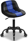 Rolling Shop Stool with Wheels, Rolling Short Stool with Back Support, 360° Swivel Garage Chair, Height Adjustable Chair 330lb Heavy Duty for Spa Salon Massage Tattoo (Blue) by FreekyFit