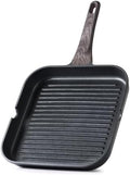 SENSARTE Nonstick Grill Pan for Stove Tops, Versatile Griddle with Pour Spouts, Square Big Cooking Surface, Durable Skillet Indoor & Outdoor Grilling. PFOA Free, 9.5 Inch by SENSARTE