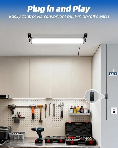 YQNLIFA 5400LM LED Shop Lights, Plug in Workbench Light for Garage - Image 6