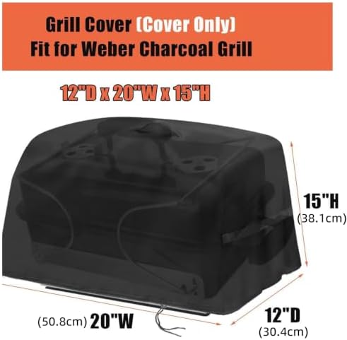 Small Grill Cover, 420D Oxford Fabric BBQ Cover with Handle Strap and Drawstring, Portable Outdoor Grill Protective for Camping Patio Balcony and Garage Storage - Image 3