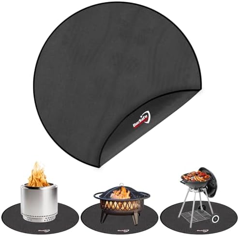 DocSafe 48" Round Fire Pit Mat, 4-Layer Fireproof Under Grill Mat Heat Insulated Indoor Fireplace Pad Protector for Decks,Patios,Grass,Solo Stove Bonfire, Reusable Oil-Proof and Waterproof, Black by DocSafe
