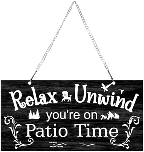 Hotop Metal Patio Sign Vintage Wall Decor for Outdoor, 12 x 6", Black by HOTOP