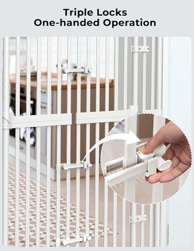 Extra Tall Cat Gate for Doorway: 74.8"-90.5" Tall Cat Gates for Pet 30.3"-38.2" Wide Pressure Mount No Wall Drilling for Indoor Stairs Doorway Room Door Dog Safety Barrier No Toddler - Image 6