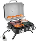 Kenmore Portable Propane Gas Grill - Tabletop BBQ Grill with Warming Rack, 2 Stainless Steel Burners with 14,000 BTUs, for Outdoor Kitchen, Camping, Black by Kenmore