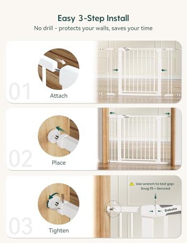 Babelio 29-48 in Baby Gate for Stairs No Drilling, PressGuard Dog Gate - Image 5