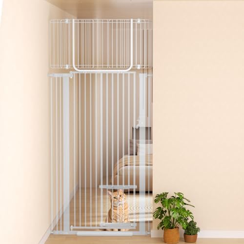 16.9" Cat Gate Height Extension, Adjustable Width 27-50.4", Top Extension Piece for Extra Tall Pet Gates, Prevents Pets Jumping Over, Dog Gate Accessory, White - Image 5