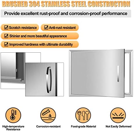 Outdoor Kitchen Doors 27W x 20H Inch, Single BBQ Access Door 304 Stainless Steel for Outdoor Kitchen Cabinet Grill Station or BBQ Island - Image 7