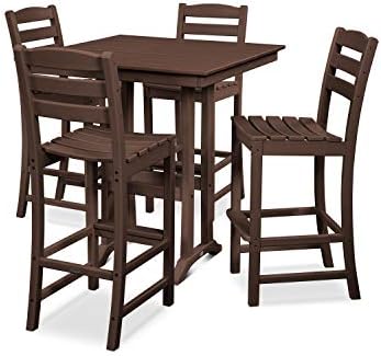 POLYWOOD® La Casa Café 5-Piece Farmhouse Trestle Bar Set in Mahogany by Unknown