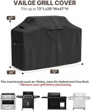 Vailge Grill Cover for Outdoor Grill & Waterproof 600D BBQ Cover 72 Inch - Image 2