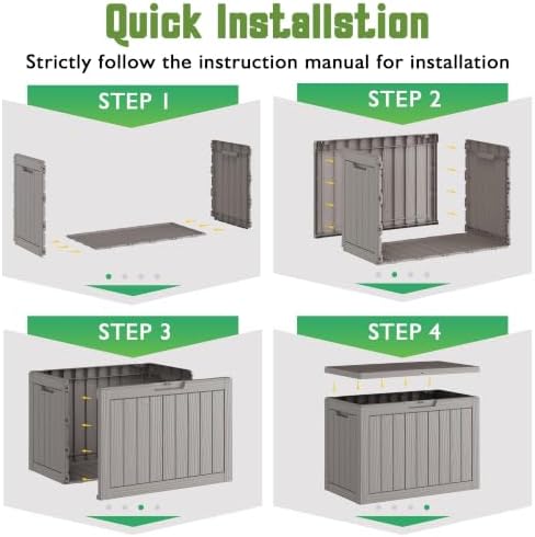 Outdoor Storage Waterproof Deck Box for Patio (50 Gallon, Grey) - Image 6