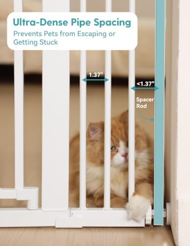 No Pawblems 71" Extra Tall Pet Gate, 29"-43" Wide Pressure Mounted, White - Image 3