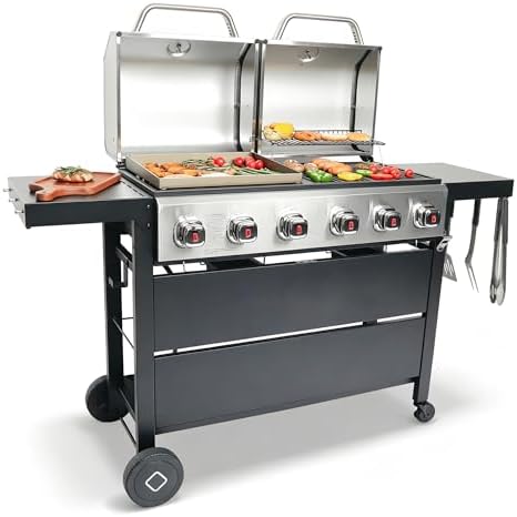 Flintex Grill Griddle Combo,6-Burner Propane Gas Combo Grill,575 sq.in. by FlintexGrills