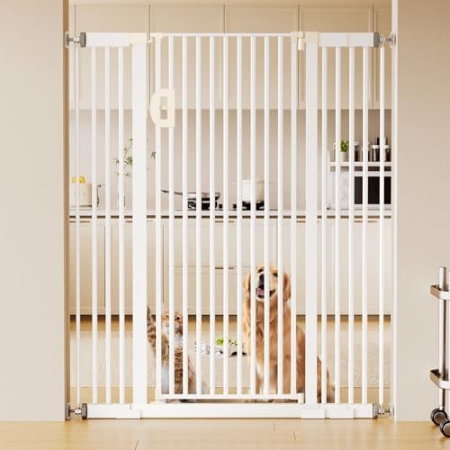 Fldofaves Extra Tall Pet Gate, 57" Cat Gate for Doorway, Pressure Mounted Auto Close Dog Gate, Ultra Narrow Bar Spacing No Drill Gate for Stairs, Doorways, Hallways, Fits 29.5"-43" Openings by Fldofaves