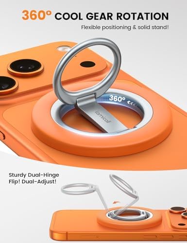 Lamicall for MagSafe Magnetic Phone Ring Grip, Super Magnet Orange Ring - Image 3