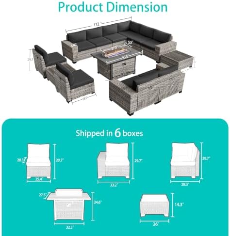 Outdoor Patio Furniture Set PE Wicker Rattan Outdoor Sectional Sofa - Image 6