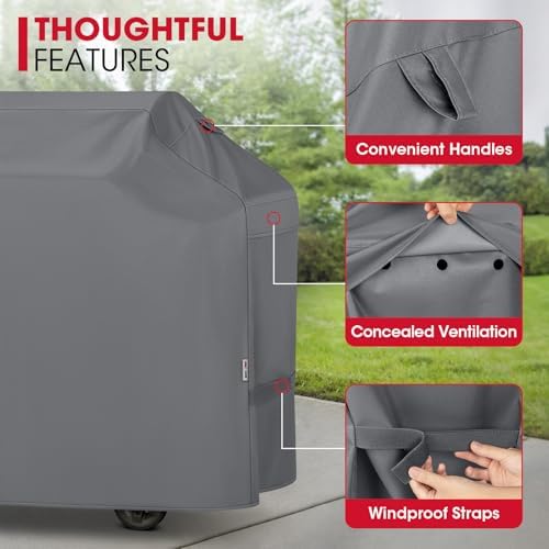 Unicook Grill Cover for Outdoor Grill Heavy Duty Waterproof, 75 Inch, Gray - Image 6