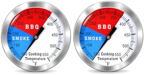 BBQ Thermometer Gauge - Charcoal Grill Pit Smoker Temp Gauge Grill Thermometer with Fahrenheit and Heat Indicator (2 Pack) by ZOEDO%C2%AE