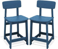 SERWALL Outdoor HDPE Counter-Height Bar Stools Set of 2, Blue by SERWALL