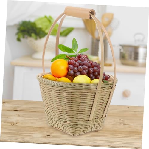 CHILDWEET 2pcs Woven Storage Basket and Snack Holder for Outdoor Picnics Kitchen Organization and Home Decor Versatile and Rustic Design - Image 2