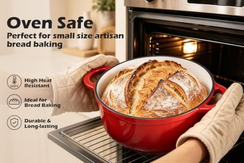 Leonyo 2-Quart Small Enameled Cast Iron Dutch Oven Pot with Lid, Red - Image 6