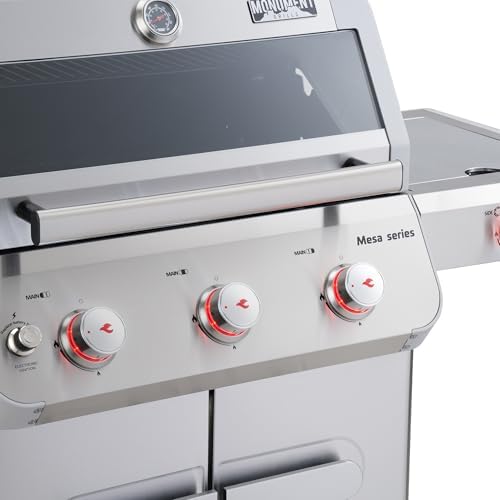 Monument Grills Outdoor Barbecue Stainless Steel 3 Burner Propane Gas Grill, 48,000 BTU Patio Garden Grill with Side Burner and Knob Controls, Mesa305 with Smoker Box - Image 4