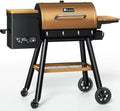 KingChii Wood Pellet Grill & Smoker, Electric Pellet Smoker Grill, 595 SQ.IN Grill Cooking Capacity, 13.2LB Hopper for Outdoor Barbecue Patio Cooking Bake and Roast,Bronze (Up to 500°F) by KingChii