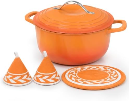 Winado 7.5 Qt Enameled Cast Iron Dutch Oven Pot with Lid, Orange Ombre by Winado