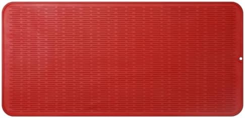 MicoYang Silicone Dish Drying Mat for Multiple Usage,Easy clean,Eco-friendly,Heat-resistant Silicone Mat for Kitchen Counter or Sink,Refrigerator or Drawer Liner Red 5XL 36inches x 18inches by MicoYang