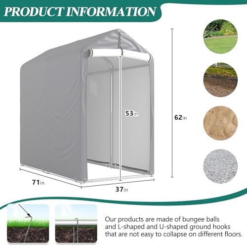 GARTOO 6 x 3ft Outdoor Cycle Storage Shelter - Image 2