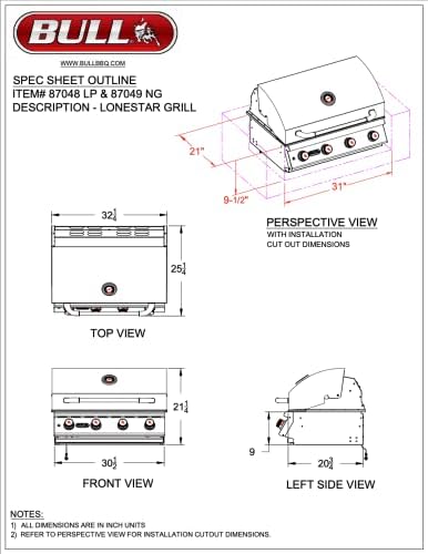 Bull Outdoor Products Lonestar 60,000 BTU Drop-In Grill Head – Stainless Steel, Natural Gas - Image 6