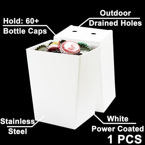 White Bottle Cap Catcher Bucket Wall Mounted with Drain Holes - Image 2