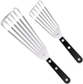 MIU Fish Spatula, Set of 2, Bundle, Size 11 and 13 inch, Stainless Steel, Flexible, Polished Metal, Plastic Handle, Slotted Turner, Corrosion Resistant, Dishwaser Safe by MIU+France
