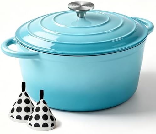 Enameled Cast Iron Dutch Oven with Lid, 6QT Heavy-Duty & Non-Stick Cookware Pot for Braising, Stews, Roasting, Bread Baking - Oven & Stovetop Safe by COOKWINCastIron