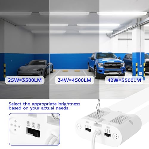 hykolity LED Shop Lights 4FT with Power Cord,5500LM,3 Power Level&3CCT - Image 4