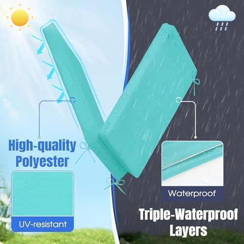 Basic Beyond Chaise Lounge Cushions Outdoor, 3-Layer Waterproof Outdoor Furniture Cushions with Removable Cover and 4 Ties, 72"x21"x3" Patio Lounge Chair Cushions for Outdoor Furniture, Teal - Image 2