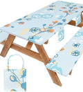 Picnic Table Cover with Bench Covers Waterproof Campsite Tablecloth Patio Backyard Camp Camping Kitchen Essentials Accessories Supplies Rv Cabin Gear Acampar Must Haves Table Cloth Camper Women Gifts by Wrakus