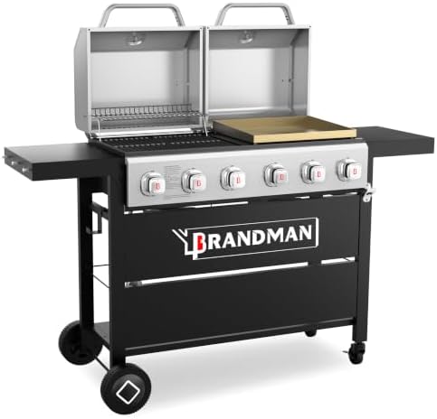 Brand-Man 6-Burner Propane Gas Grill Griddle Combo 2-in-1 Outdoor BBQ Grill by BRANDMANGRILLSSINCE1987