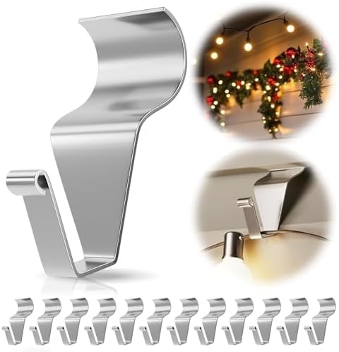 MIUKAA No-Hole Vinyl Siding Hooks, 12-Pack Stainless Steel Clips, 12lb Load by MIUKAA