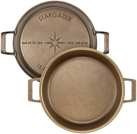 Stargazer 13.5-Inch Cast Iron Skillet | Made in USA, Seasoned, Premium Frying Pan for Grilling, Searing, Baking & More – Durable Cast Iron with Smooth Cooking Surface by Stargazer