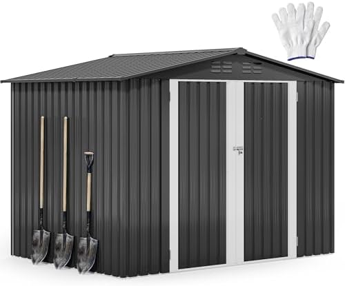 DWVO 7x5ft Metal Outdoor Storage Shed, Waterproof Tool Shed Heavy-Duty Storage Unit with Lockable Door and Vents, Ideal for Bicycles, Tools, Lawnmowers, Backyards, Patios, Lawns - Dark Gray by DWVO