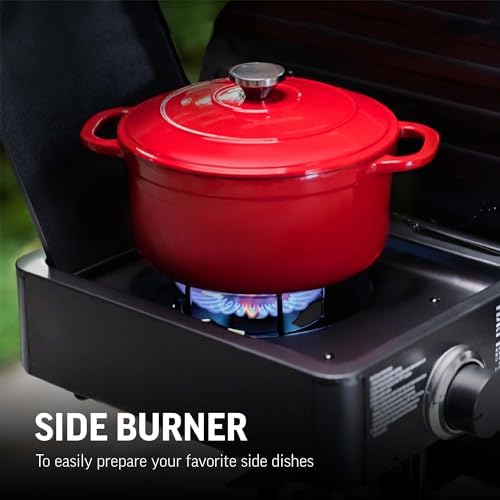 Char-Griller® Texas Trio 3-Burner Gas & Charcoal Grill and Smoker, Push Button to Ignite, Dual temperature Guages, Side Burner, Includes Side Firebox, 1,390 Cooking Square Inches, Black, Model# 3070 - Image 5