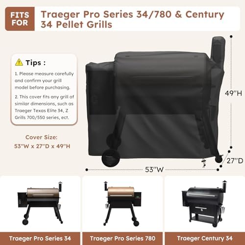 MR. COVER Grill Cover for Traeger Pro 34 & 780 Series, 600D Heavy Duty - Image 2