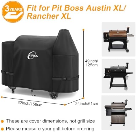 Kipiea 600D Heavy Duty Pellet Grill Cover for Pit Boss Austin XL & Rancher XL, Waterproof Wood Pellet Smoker Cover with Windproof Buckles, UV Resistant, No Tear, No Fading - Image 2