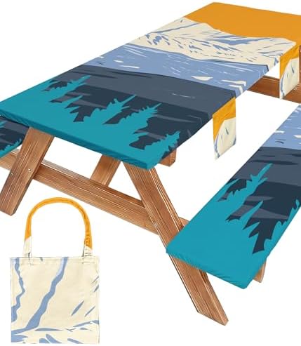 Picnic Table Cover with Bench Covers Elastic Table Cloth Cool Fun Unique Ideas Birthday Party Christmas Xmas Father Valentine's Day Camping Gift for Camper RV Owner Camping Lovers Couple Men Adult Dad by Wrakus