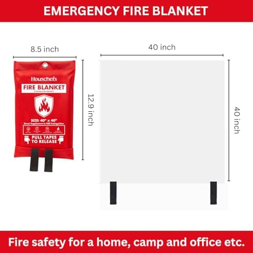 Emergency Fire Blanket for Home & Kitchen, Fiberglass Fire Suppression Blanket, 40" x 40" Heat Resistant Fire Safety Blanket for Grill, Fireplace, Camping, Car, Office & Emergency (Pack-02) - Image 6