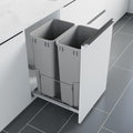 Dowell B18 Aluminum Base Wastebasket Pullout with Door Mount and Two 50Qt/13Gal Plastic Bins (4012 0218+50x2) by DowellKitchenBath